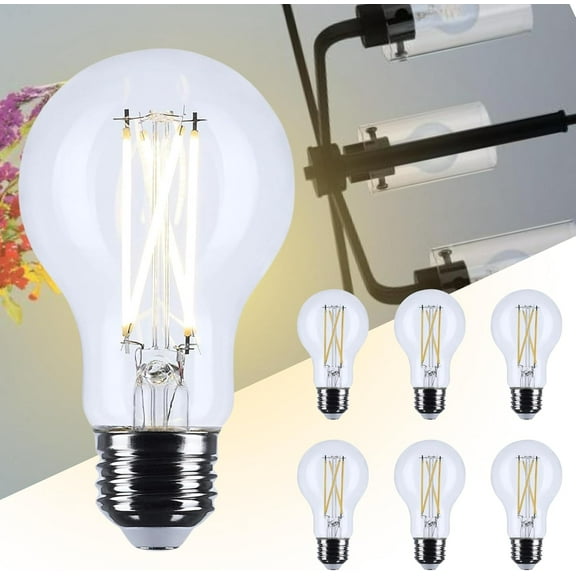 Satco S12470 LED A19 Light Bulbs 12.5W 120V 3500K High Lumen E26 Medium Base Dimmable (6 Pack)