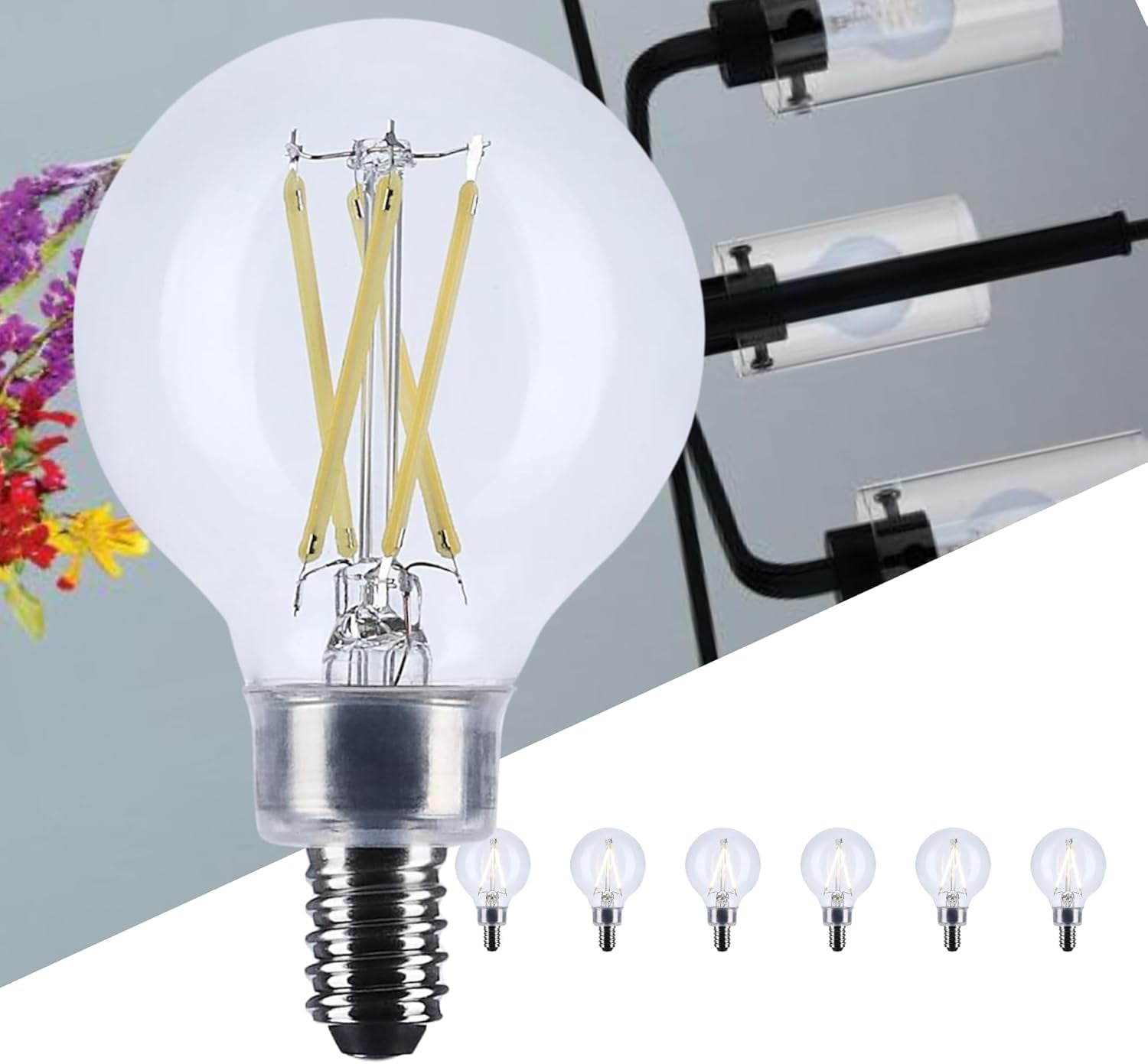 Satco S12473 LED G16.5 Globe Light Bulbs 4W 120V 5000K E12 Candelabra Base Dimmable (6 Pack)