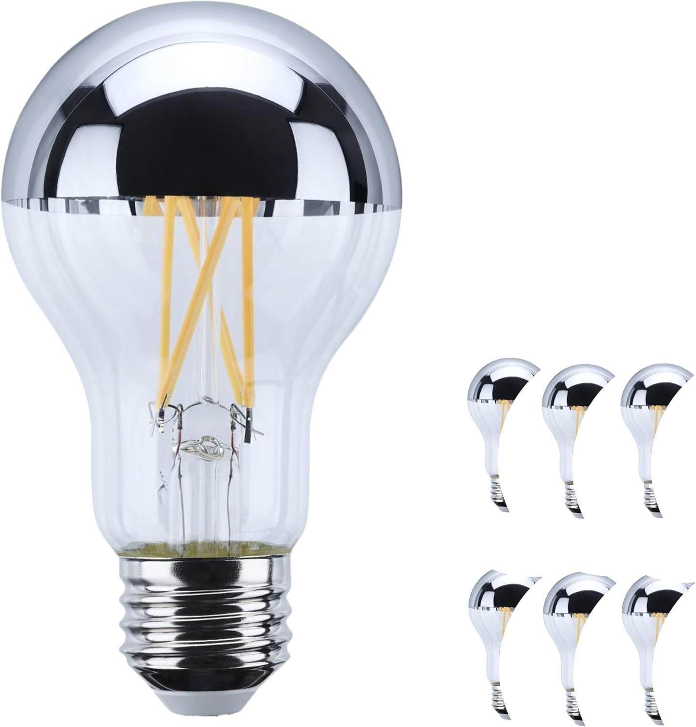 Satco S12539 LED Silver Crown A19 Light Bulbs 12W 120V 2700K E26 Medium Base Dimmable (6 Pack)