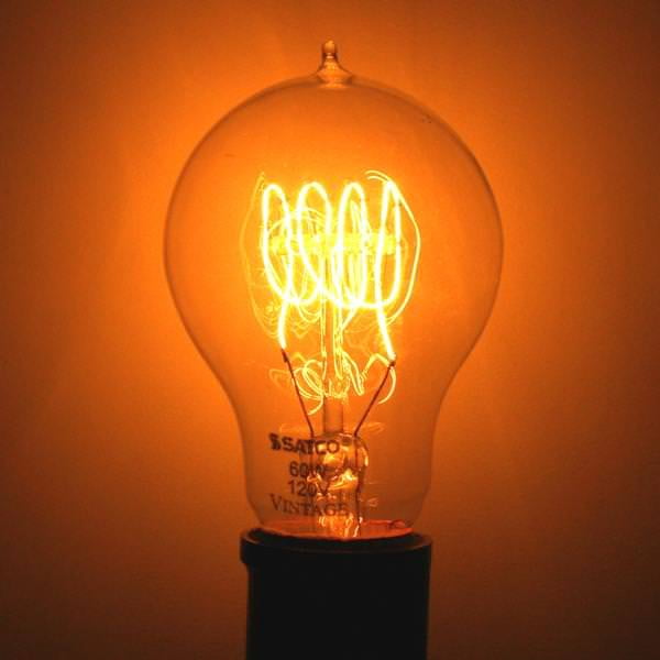 Satco S2419 Vintage  Style Incandescent Filament A19 Light Bulbs 60W 120V 2700K E26 Medium Base Dimmable (6 Pack)