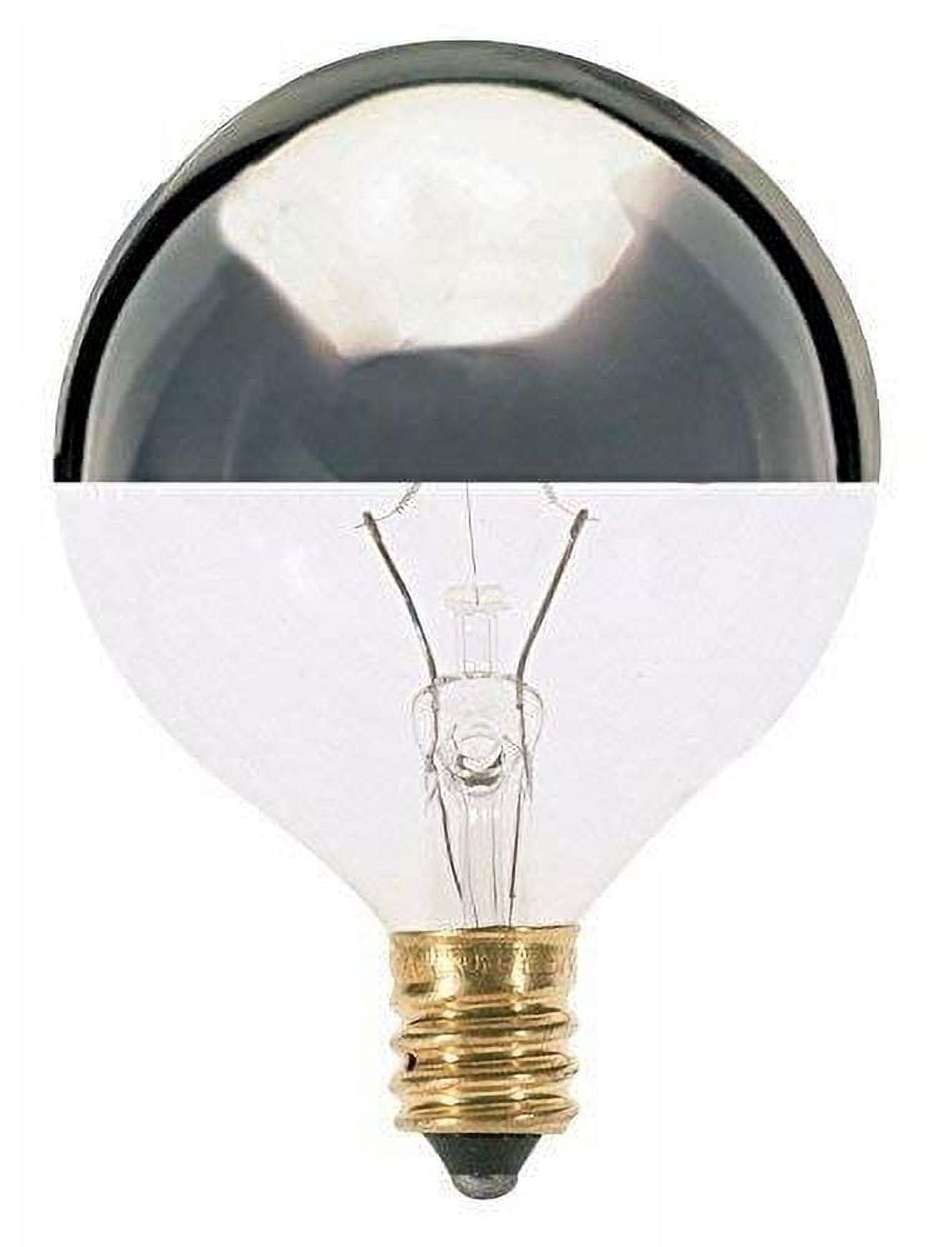 Satco S3244 G16.5 Silver Crown Incandescent Light Bulbs 25W 120V 2700K E12 Candelabra Base Dimmable (25 Pack)