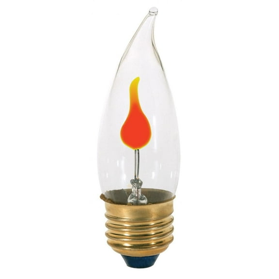 Satco S3757 CA10 Incandescent Flicker Flame Light Bulbs 3W 120V 2700K E26 Medium Base Dimmable (12 Pack)