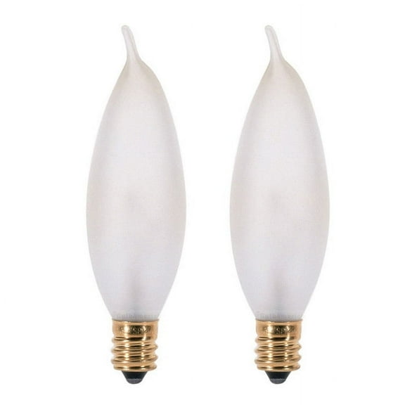 Satco S3777 - 15 watt CA8 Incandescent; Frost; 1500 average rated hours; 95 lumens; Candelabra base; 120 volts; 2/Card