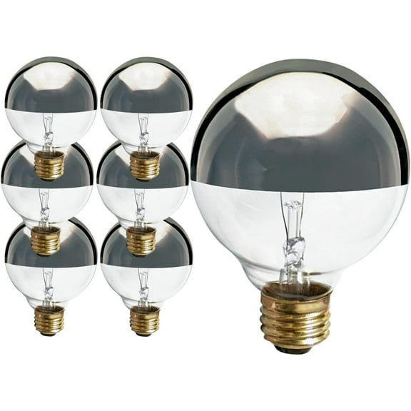 Satco S3862 G25 Incandescent Silver Crown Globe Light Bulbs 60W 120V 2700K E26 Medium Base Dimmable (6 Pack)