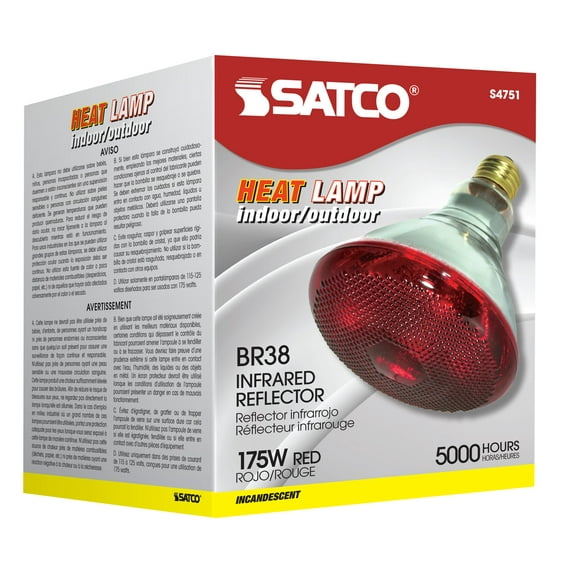 Satco S4751 - 175 watt BR38 Incandescent; Red Heat; 5000 average rated hours; Medium base; 120 volts
