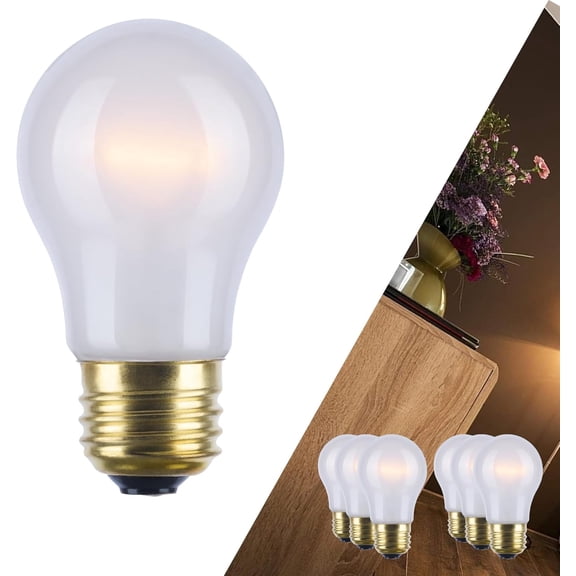 Satco S4881 A15 40W Frosted Dimmable Incandescent Bulbs, E26 Medium Base – 6 Pack (Ideal for appliances and household fixtures)