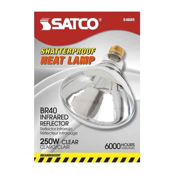 Satco S4885 - 250 watt R40 Incandescent; Clear Heat; 6000 average rated hours; Medium base; 120 volts; Shatter Proof