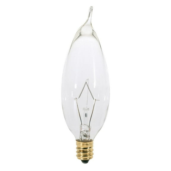 Satco S4988 - 7.5 watt C9 1/2 Incandescent; Clear; 3000 average rated hours; 37 lumens; Candelabra base; 120 volts