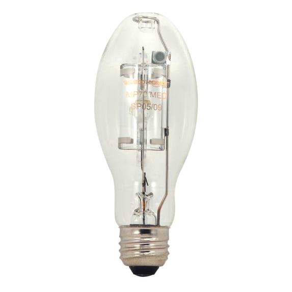 Satco Metal Halide HID Bulb 70W Medium Base ED17 Clear 4000K 65 CRI — Residential Use, Standard Application