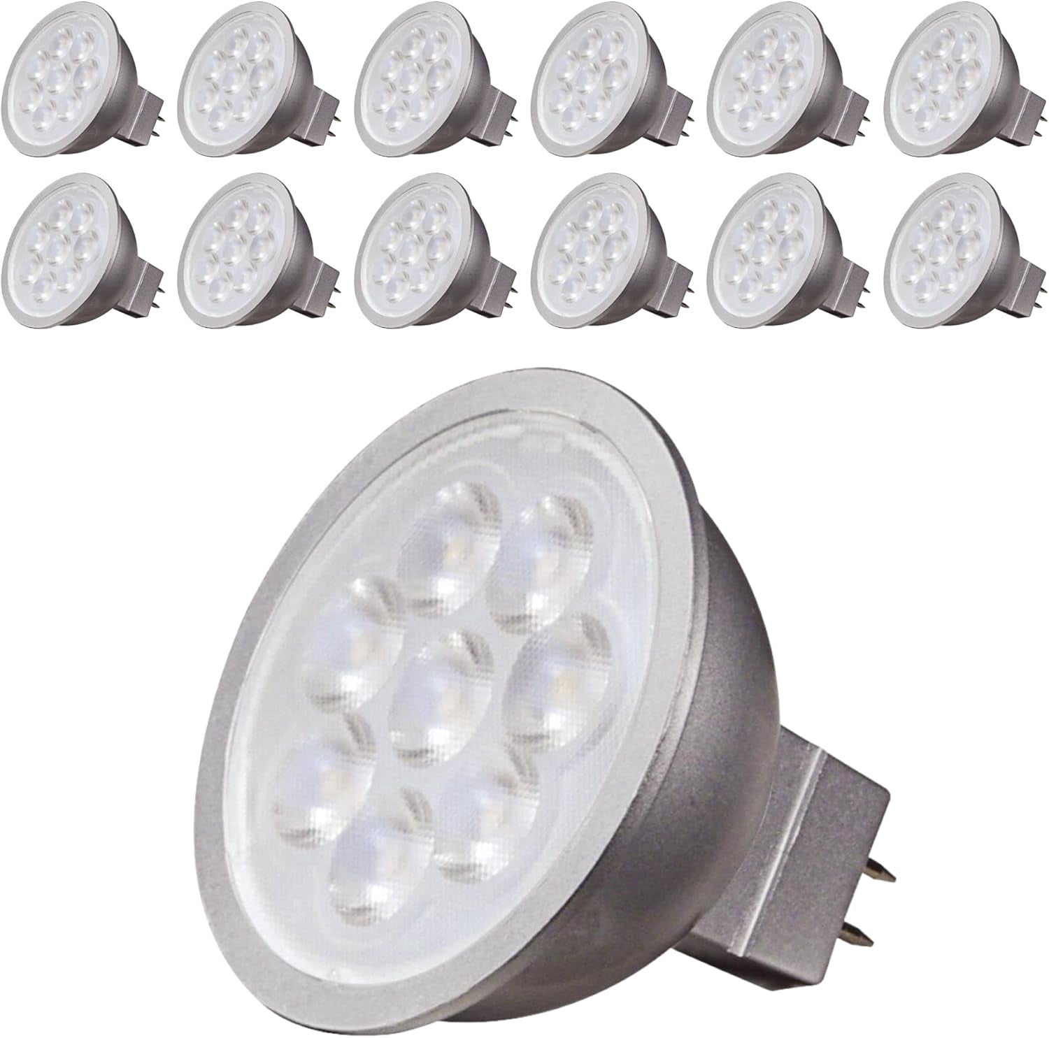 Satco S9499 6.5 Watt 12 Volt LED MR16 Flood LED Light Bulbs 5000K 500 Lumen GU5.3 Base Dimmable (12 Pack)