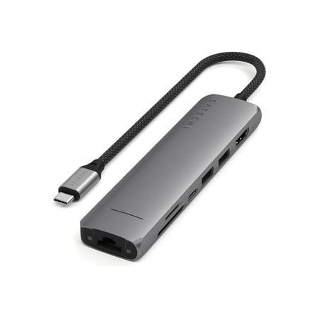 Satechi ST-P7SM 7-in-1 Usb-c Slim Multiport Adapter With Ethernet [space Grey]