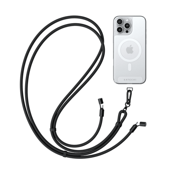 Satechi OntheGo USB-C Lanyard Cable, 60W Fast Charging, 480Mbps Data Transfer, Built-in Crossbody Strap, Adjustable 1.5m / 4.9ft Braided Cord, USB-C to USB-C Cable for iPhone, Android -