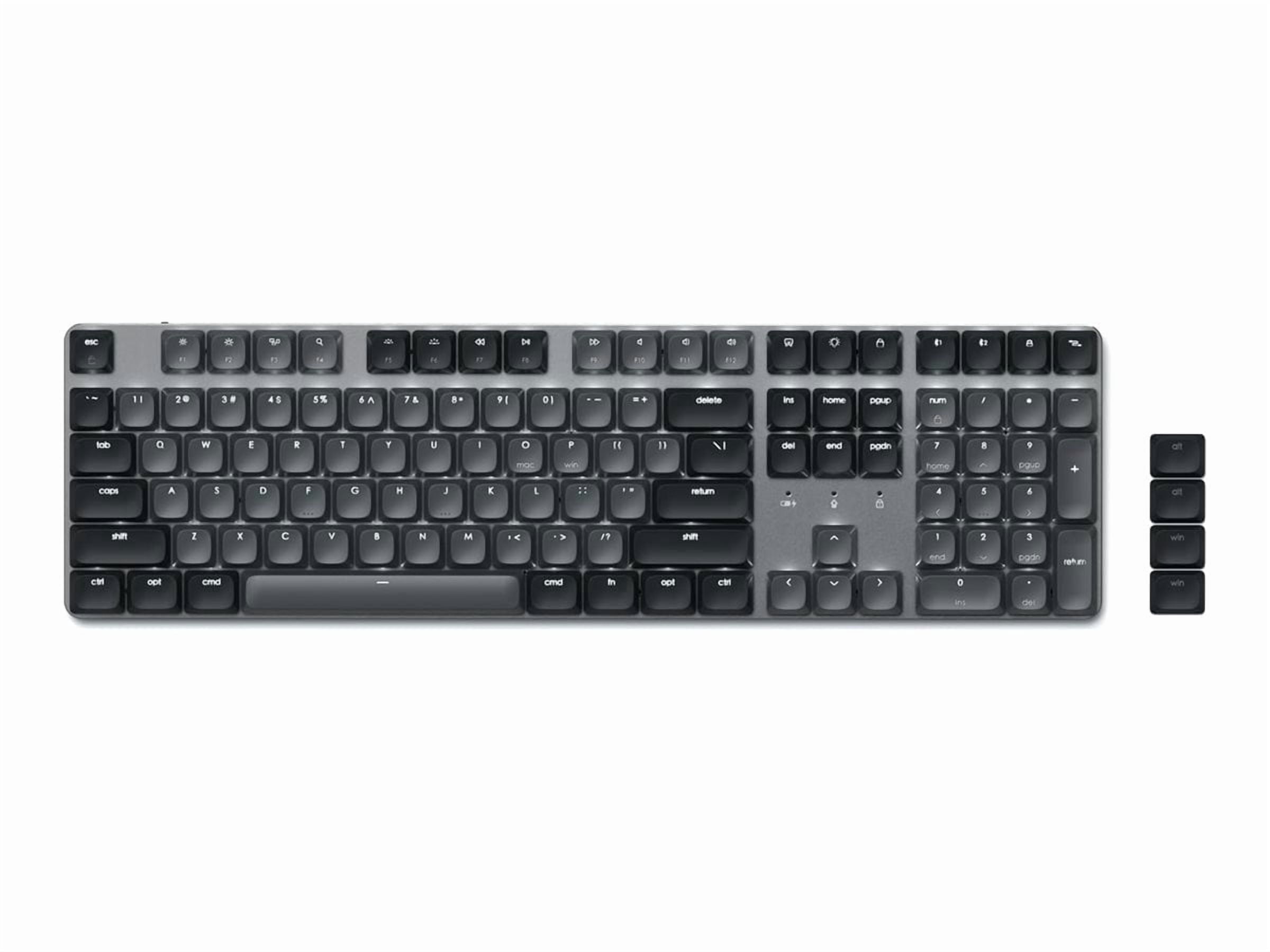 Satechi SM3 Mechanical Keyboard for Mac and Windows - 108 Keys Full Size with White LED Backlit, Wired and Bluetooth, Low Profile Brown Switches, USB-C Rechargeable - Dark Gray/Gray
