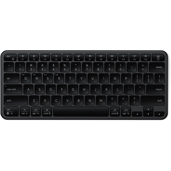 Satechi Slim EX1 Wireless Keyboard, Compact Keyboard for Mac, Windows, Android, Multi-Device 4-in-1 Connectivity (3X Bluetooth + 2.4GHz), Instant OS Remap, USB-C Rechargeable Battery, Space Black