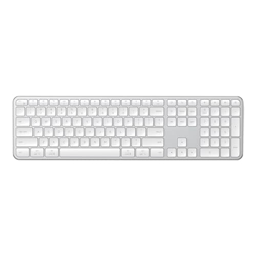 Satechi Slim EX3 Wireless Keyboard, Full-Size Keyboard w/Numpad, Multi-Device Bluetooth, 2.4GHz Connection for macOS, Windows, Android, Instant OS Key Remap,USB-C