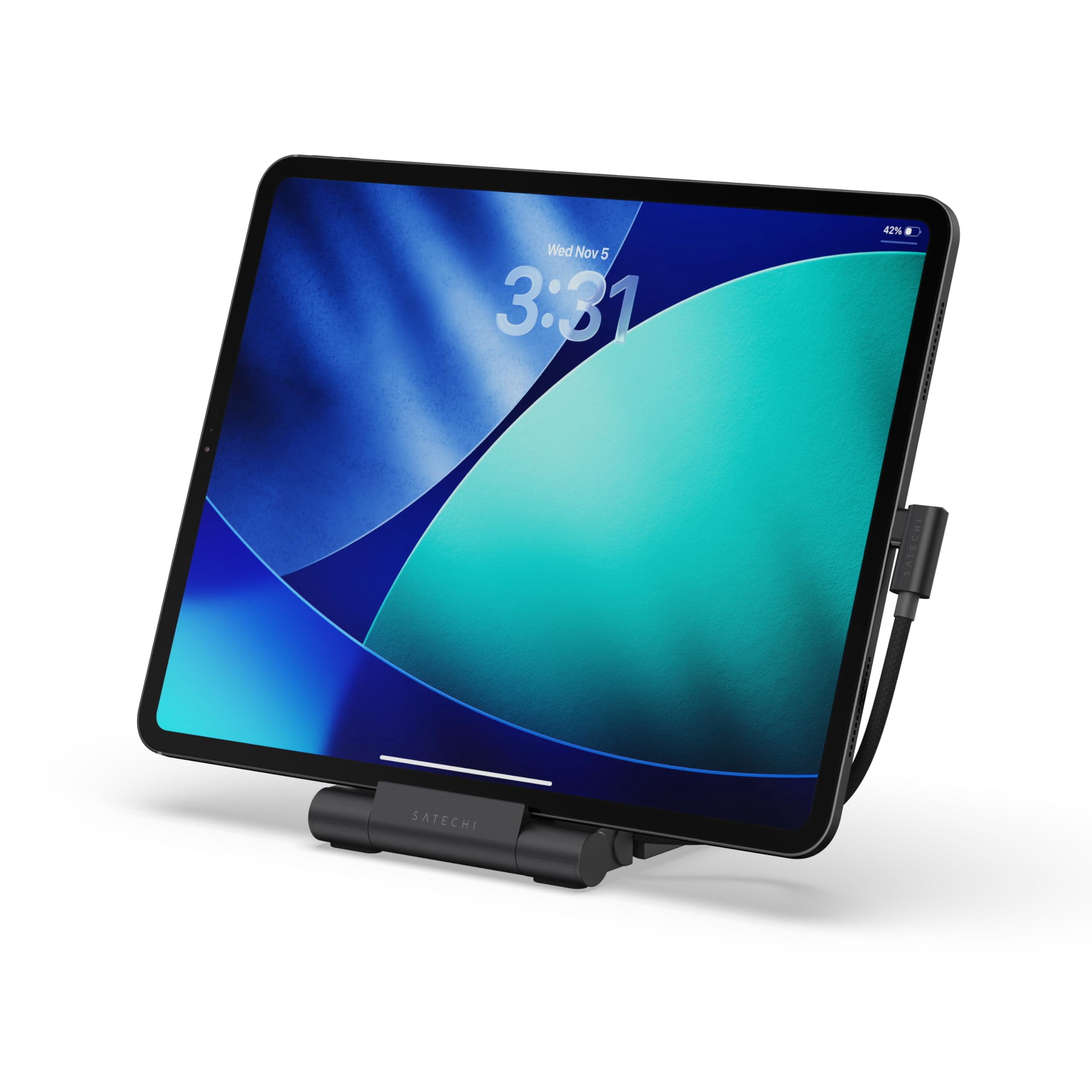 Satechi USB-C Foldable Stand Hub with 4K@60Hz HDMI, 100W Power Delivery, 10Gbps USB-C & USB-A, SD/microSD, for Tablets, Laptops & Smartphones Up to 13-inch, Space Black