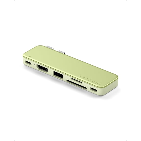 Satechi USB-C Snap Hub for MacBook Neo, 6-in-2 Flush Dual-Connector Hub with 4K/60Hz HDMI, 45W Pass-Through Charging, SD & microSD Card Readers, USB-A & USB-C 5Gbps Data, Citrus
