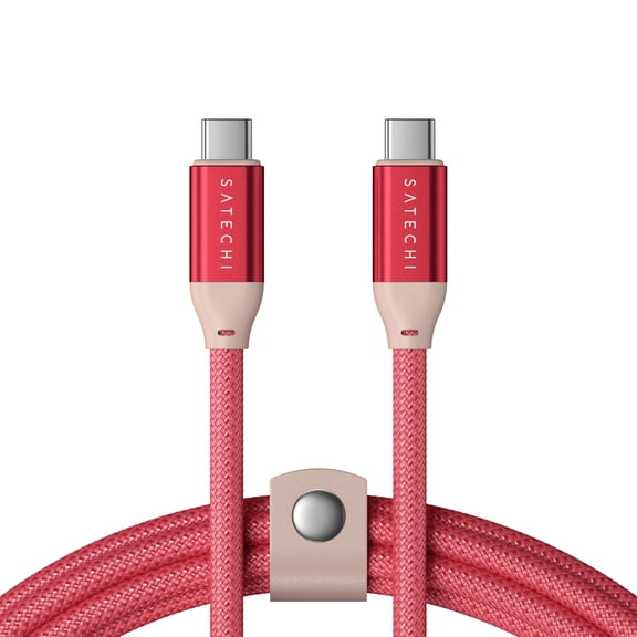 Satechi USB C to USB C Cable, 240W PD, 20Gbps Transfer Speed, 4K/60Hz Video Output, 1m/3.3ft, Braided, for MacBook, iPad, Galaxy, Laptops or More - Coral Pink