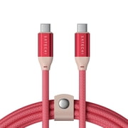 Satechi USB C to USB C Cable, 240W PD, 20Gbps Transfer Speed, 4K/60Hz Video Output, 1m/3.3ft, Braided, for MacBook, iPad, Galaxy, Laptops or More - Coral Pink
