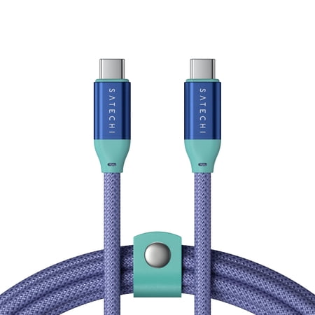 Satechi USB C to USB C Cable, 240W PD, 20Gbps Transfer Speed, 4K/60Hz Video Output, 1m/3.3ft, Braided, for MacBook, iPad, Galaxy, Laptops or More - Purple Aqua