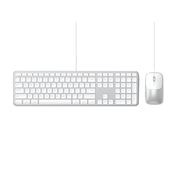 Satechi Wired Keyboard and Mouse Combo, Slim CLX3 with USB-C Plug-and-Play Connectivity and Cross-Platform Compatibility, Designed for Desktop Workstations, Silver