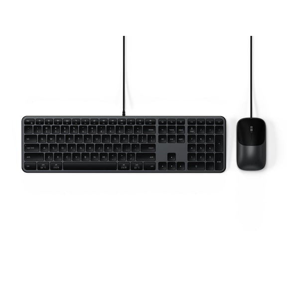 Satechi Wired Keyboard and Mouse Combo, Slim CLX3 with USB-C Plug-and-Play Connectivity and Cross-Platform Compatibility, Designed for Desktop Workstations, Space Black