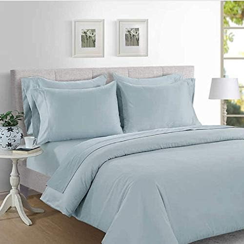 Sateen 800 Thread Count Supima Cotton Sheet Set (Pearl Blue, Queen)$$Bedding