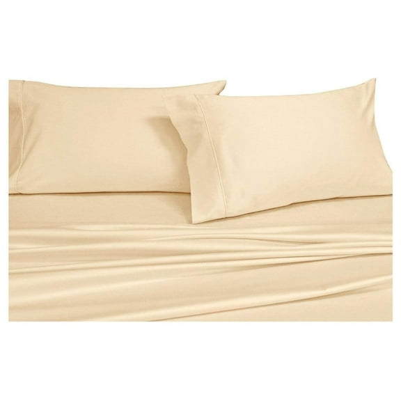 Sateen Solid Sheets, 600-Thread-Count 3PC Bed Sheet Set, 100-Percent Cotton, Deep Pocket, Twin Extra Long, Twin XL Ivory