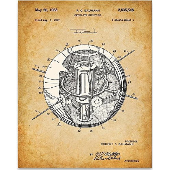 Satellite Art Print - 11x14 Unframed Patent Print - Great Gift for NASA and Space Fans