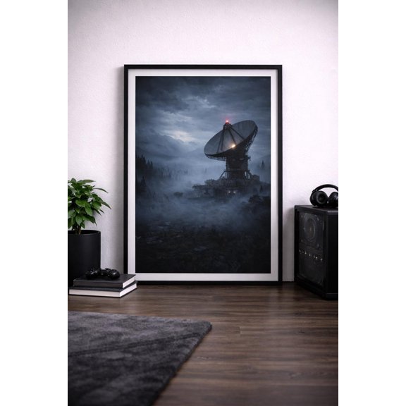 Satellite Dish Communication Radar Base Survival Gaming Wall Art, Unframed Poster
