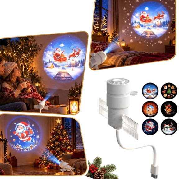 Satellite Galaxy Projector with 6 Projection Films,Christmas Galaxy Star Projector Night Light, USB Powered Ceiling Projection Lamp Slides for Bedroom Decor