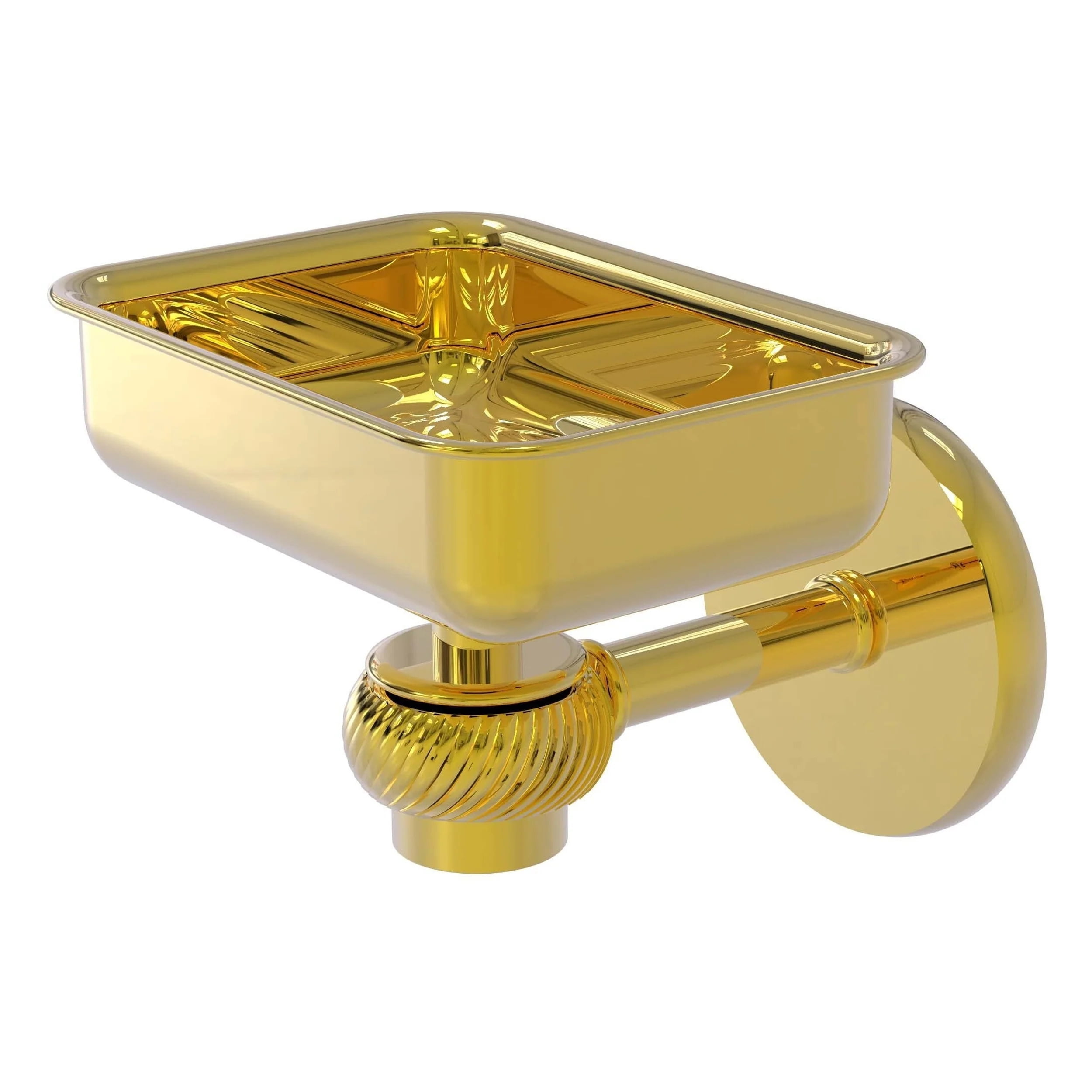 Polished Brass Wall Mounted Glass Soap Dish with Twisted Accents