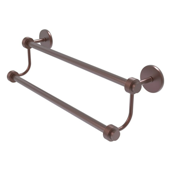 Satellite Orbit Two Collection Double Towel Bar with Grooved Accents - Antique Copper / 36 Inch