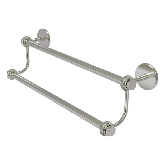 Satellite Orbit Two Collection Double Towel Bar with Twisted Accents - Satin Nickel / 18 Inch