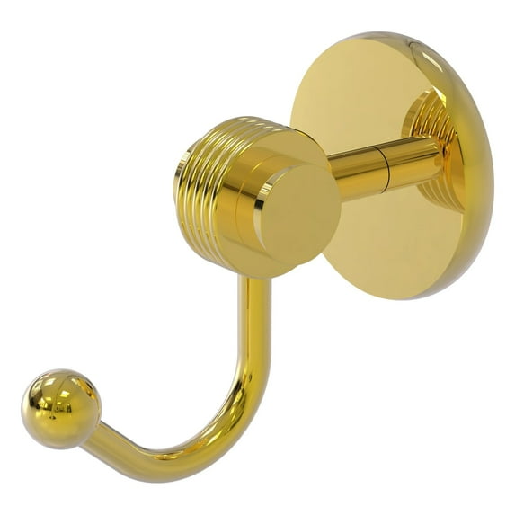 Satellite Orbit Two Collection Robe Hook - Polished Brass / Grooved