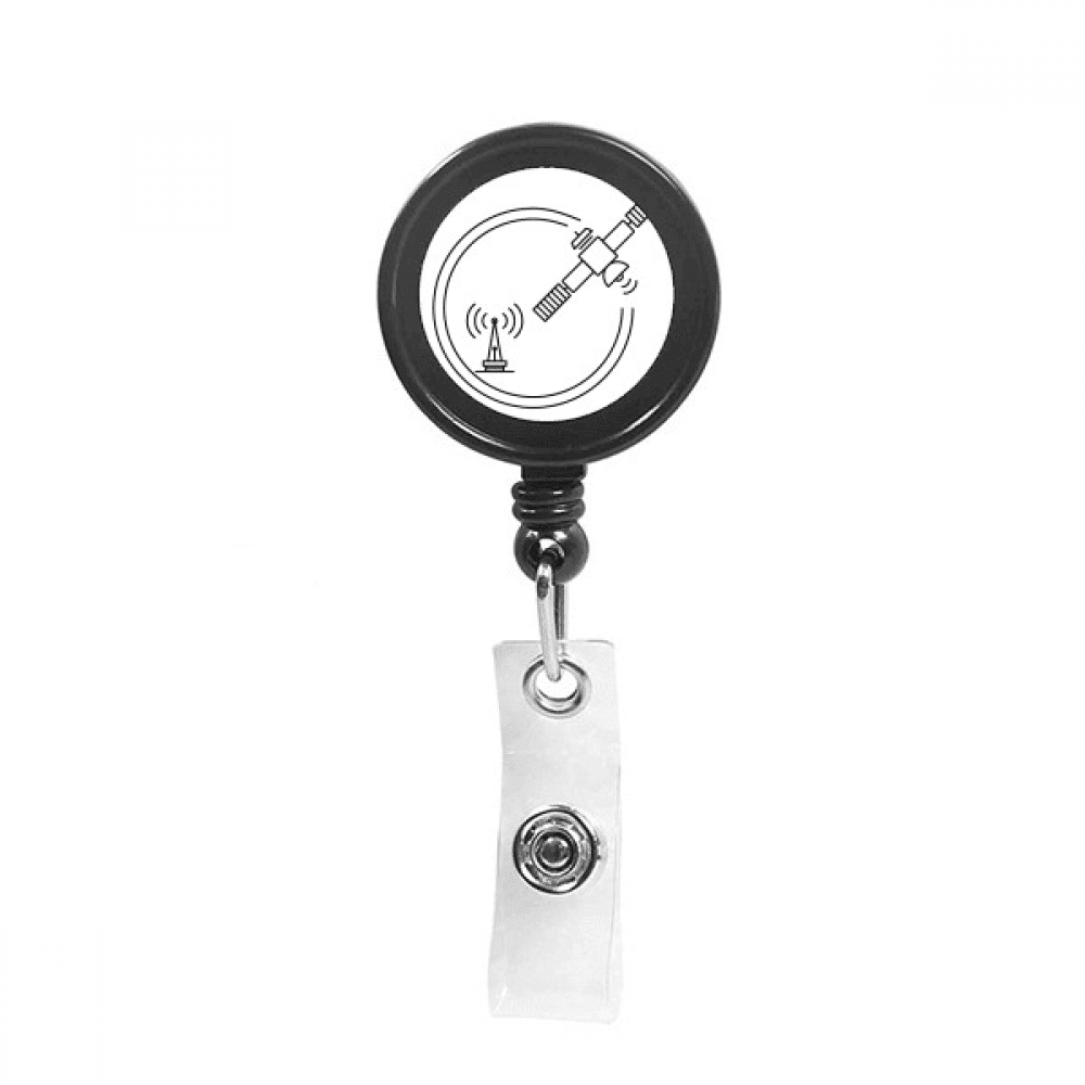 Satellite Signals Around Receiving Retractable Keychain Badge Holder ID Badge