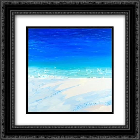 Satellite View of the Ocean 2x Matted 20x20 Black Ornate Framed Art Print by Atelier B Art Studio