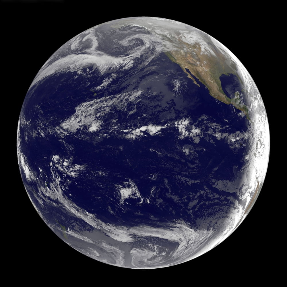 Satellite image of Earth centered over the Pacific Ocean Canvas Art - Stocktrek Images (28 x 28)