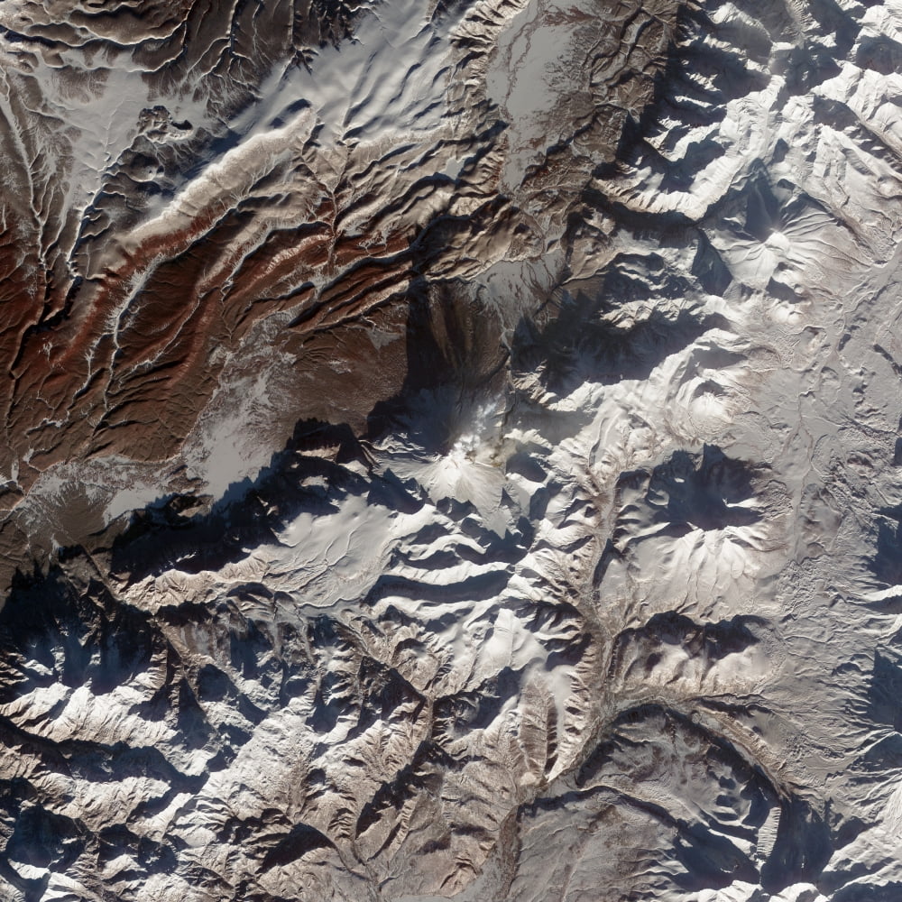 Satellite image of Russias Kizimen Volcano Canvas Art - Stocktrek Images (28 x 28)