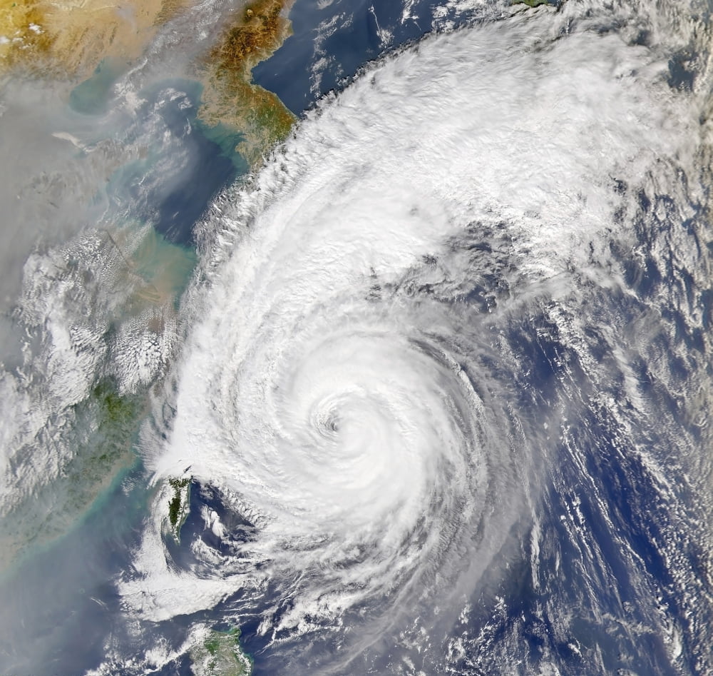 Satellite image of a typhoon Canvas Art - Stocktrek Images (28 x 27)