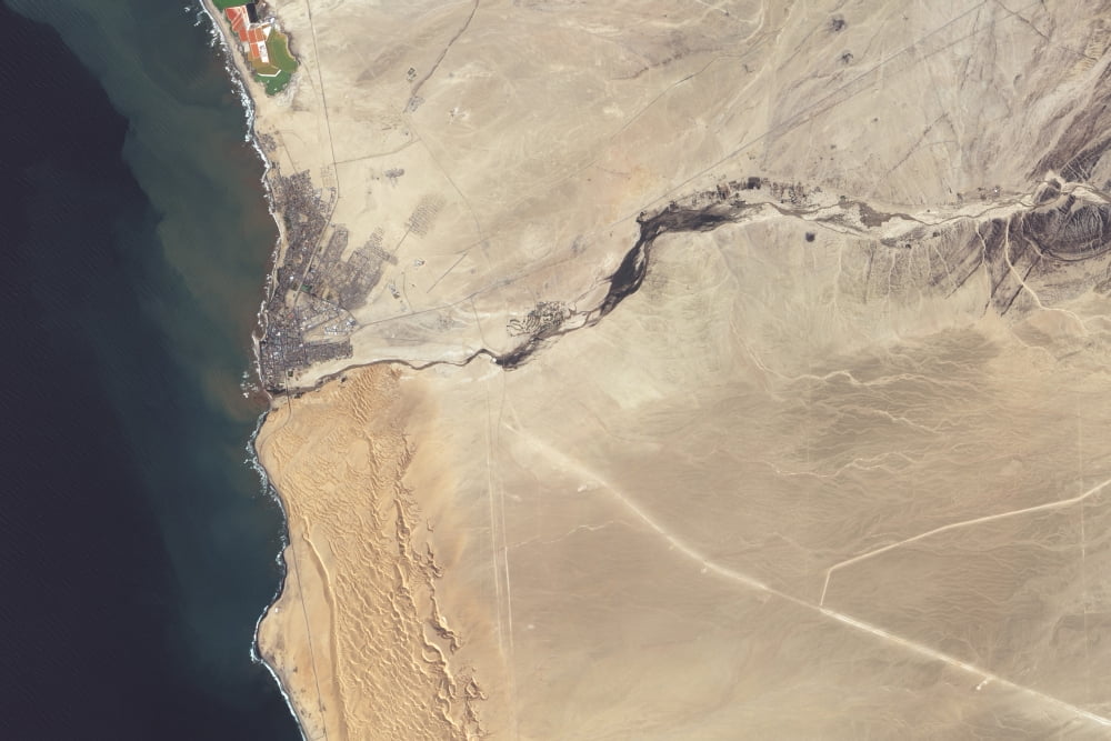 Satellite image of the Swakop River in the western part of Namibia Canvas Art - Stocktrek Images (35 x 23)