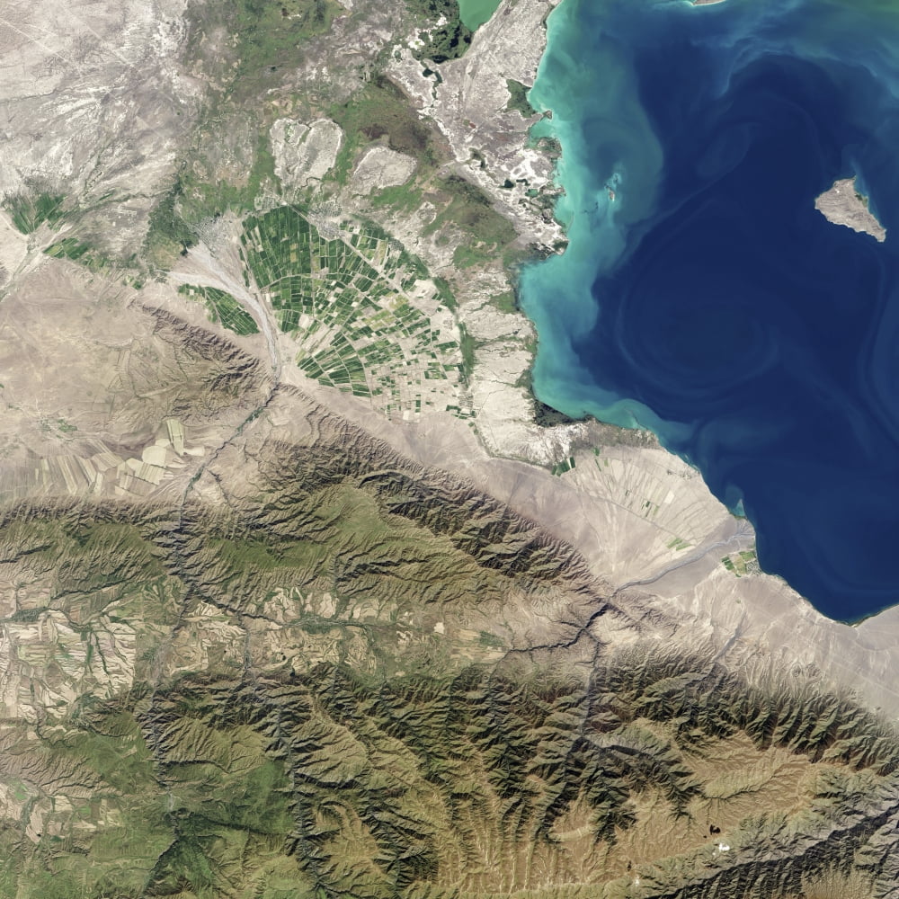 Satellite view of an alluvial fan in Kazakhstan?Ø¬æ¬¥?Ø¬æ¬†?Ø¬æ¬¥s Almaty province Canvas Art - Stocktrek Images (29 x 29)