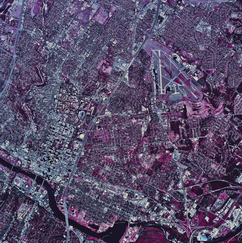 Satellite view of Austin Texas Canvas Art - Stocktrek Images (28 x 28)