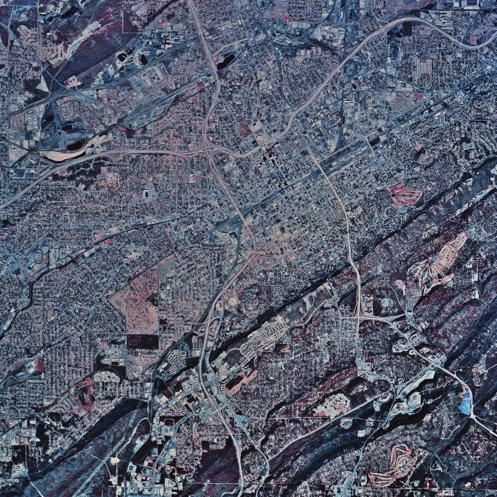 Satellite view of Birmingham Alabama Canvas Art - Stocktrek Images (28 x 28)