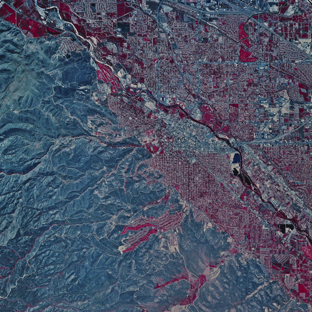 Satellite view of Boise Idaho Canvas Art - Stocktrek Images (28 x 28)