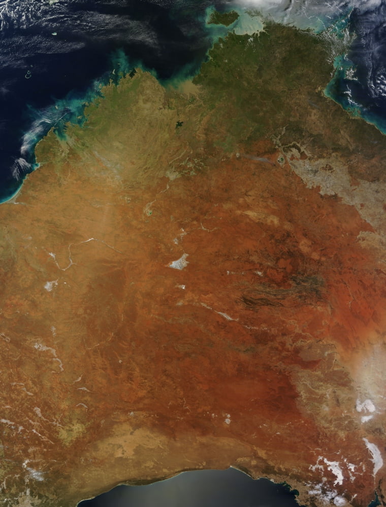Satellite view of Central Australia Canvas Art - Stocktrek Images (25 x 33)