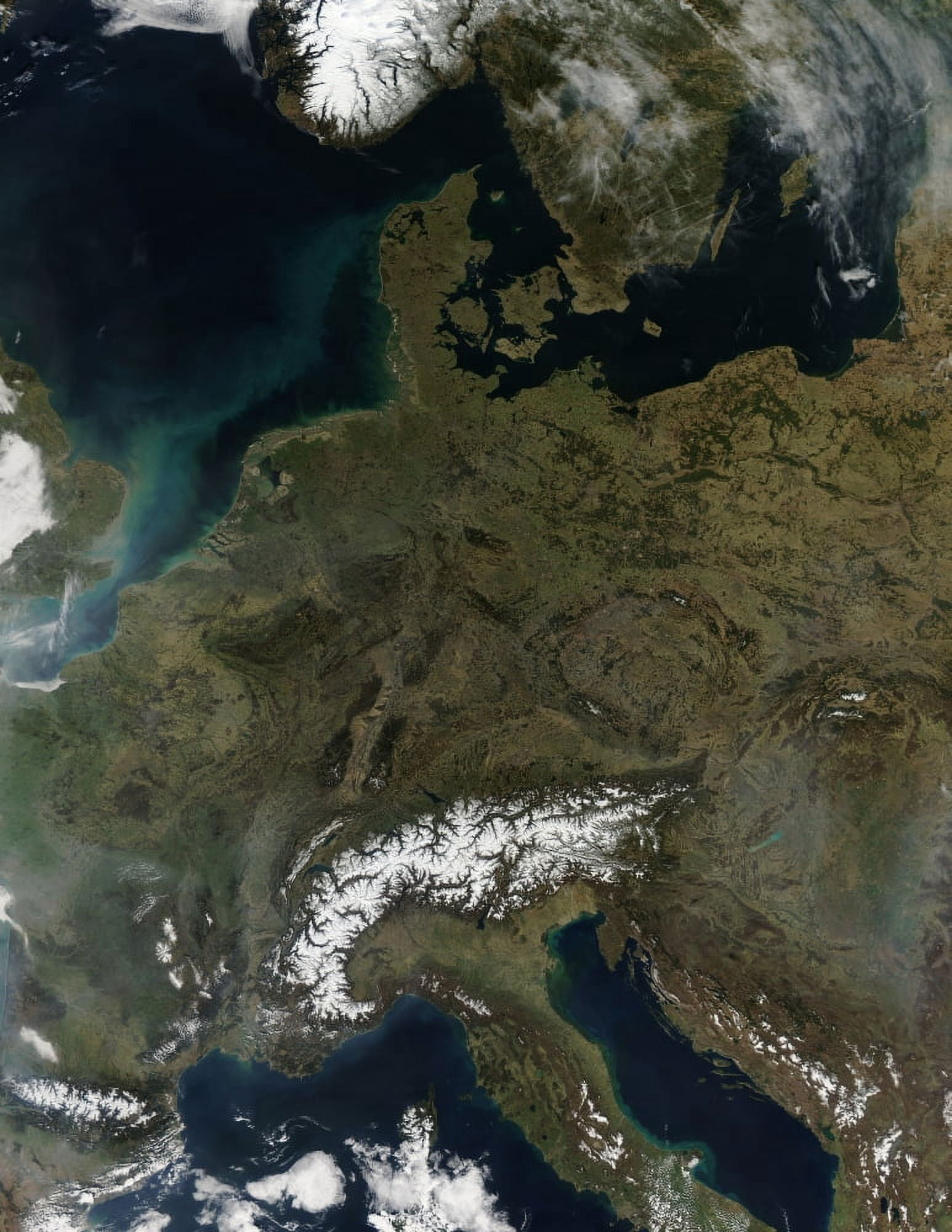 Satellite view of Central Europe Canvas Art - Stocktrek Images (25 x 32)