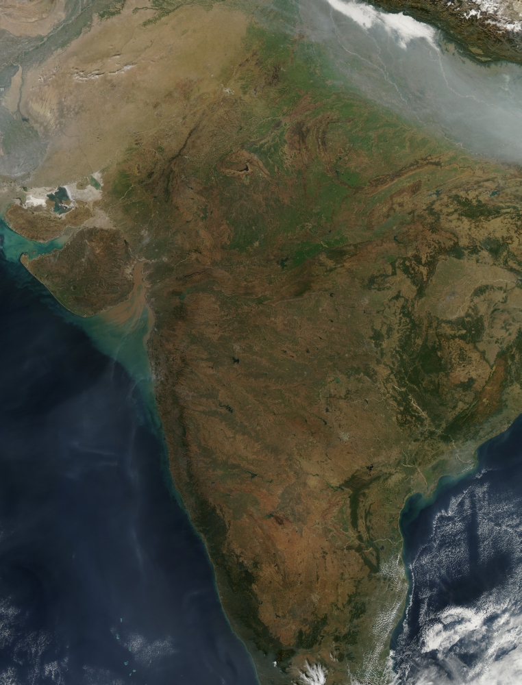 Satellite view of Central India Canvas Art - Stocktrek Images (25 x 32)