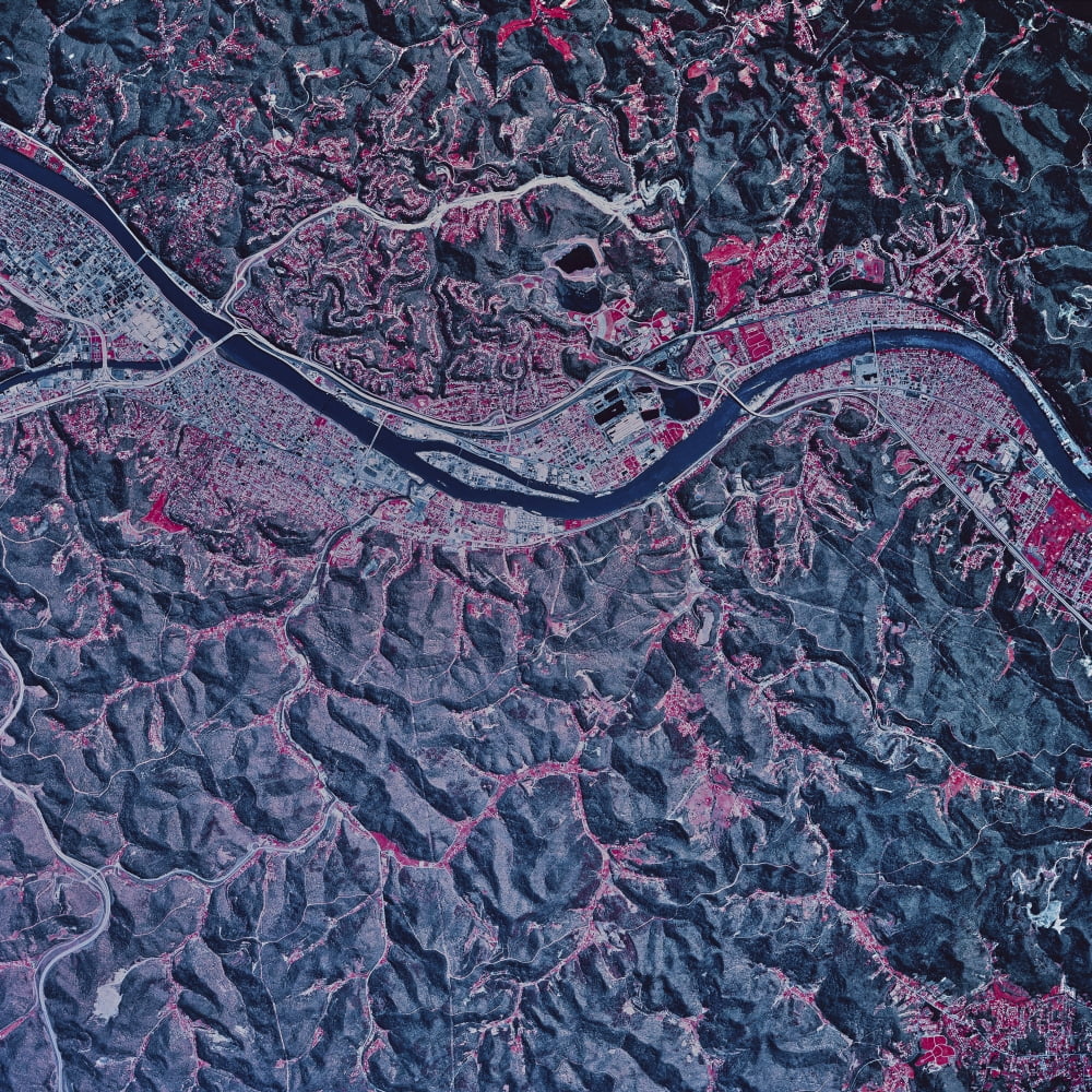Satellite view of Charleston West Virginia Canvas Art - Stocktrek Images (28 x 28)