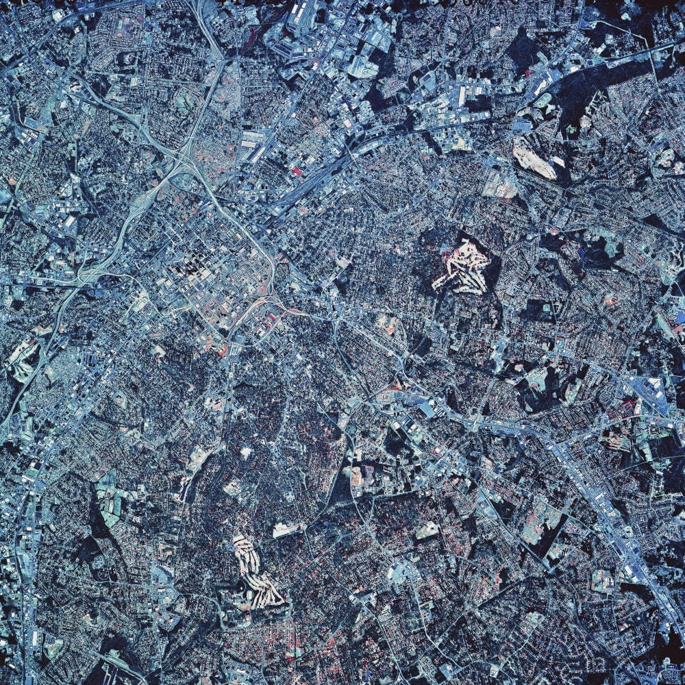 Satellite view of Charlotte North Carolina Canvas Art - Stocktrek Images (28 x 28)
